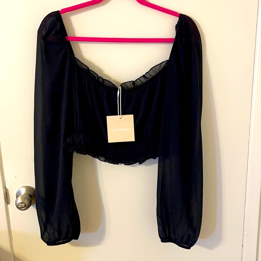 NWT Kittenish Long Sleeve Sheer crop blouse
